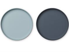Liewood sea blue/whale blue silicone plate Brandon (2-pack)